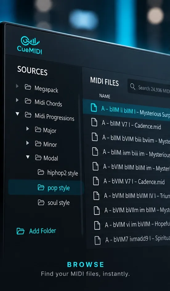 Browse MIDI folders in CueMIDI