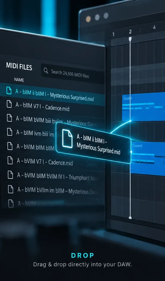 Drag MIDI directly from CueMIDI into the DAW